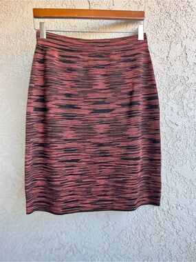 M by Missoni Pink and Black Patterned Wool & Viscose Knit Pencil Skirt